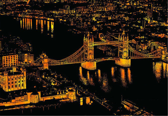 Tower Bridge bei Nacht, London